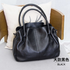 The new 2017 single ladies handbag leather shoulder bag women bag fashion leather multilayer mother package Tycoon black