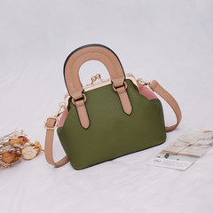 The 2017 summer new handbag fashion handbag leisure bag clip mouth shell color tide shoulder bag Green pink