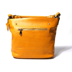 2017 new leather summer handbag handbag shoulder bag lady zipper all-match and simple Bright yellow