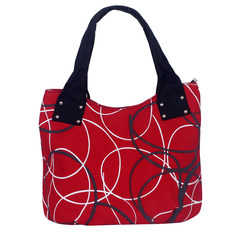 Rivet large capacity canvas bag women Korean version single shoulder print cloth art bag ladies leisure handbag large red rings
