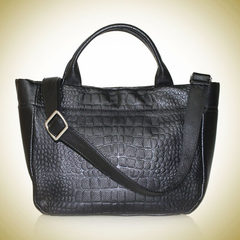 New handbag leather Crossbody Handbag authentic female with embossed leather ladies fashion leisure bag Black all leather 639M-7-1