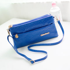 Middle-aged and old women`s bag small bag single shoulder messenger bag 2016 new middle aged women`s small square handbag mother bag blue three-layer tuba