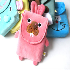 Cute single shoulder oblique cross, small zero wallet, mobile phone ID bag, notes, camera bag, cartoon plush, hand mail Pink Rabbit