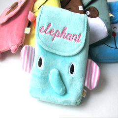 Cute single shoulder oblique cross, small zero wallet, mobile phone ID bag, notes, camera bag, cartoon plush, hand mail Elephant