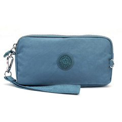 Wallet 2017 new female small canvas art bag hand bag cloth bag nylon Oxford cloth long Mobile Phone Wallet Cowboy blue
