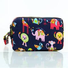 Buy three free packages of mail canvas with three layers of zipper, zero purse, long print, large screen mobile phone, small bag animal world