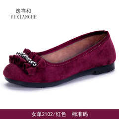 Spring and autumn season, new old Beijing cloth shoes, fashionable dress, flat heel, soft bottom drive, mother's shoes, low work, shoes, single shoes Candy red Q single 2102 female red