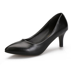 Work shoes, black shoes, heel heel, interview, professional OL, stewardess, etiquette, shallow mouth, pointed dress, single shoes, women 40 comfortable with 6286 black 6cm with soft leather 6286 gauge