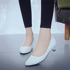 A new spring and summer all-match shoes female occupation black and white work fixture with MS. Pi Xiezi in high heels White 3 cm