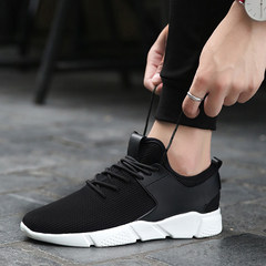 The new trend of men's casual shoes in summer 2017 cushion running shoes all-match breathable deodorant net surface Black and white 938