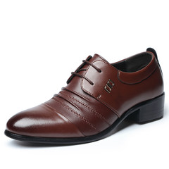 Spring and autumn air mens leather tip business casual men's dress set foot increased youth wedding shoes 2887 brown tie UPS