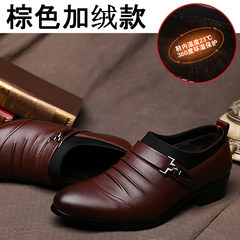 Spring and autumn air mens leather tip business casual men's dress set foot increased youth wedding shoes 299 Brown plus cashmere