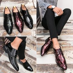 Brand hair stylist, red leather shoes, men's sharp point, autumn business casual shoes, Korean Edition photo studio, men's leather shoes, formal dress