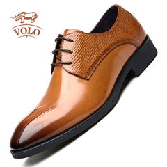 VOLO/ rhino men's leather shoes, summer imported leather, pointed leather, business dress, leather shoes, simple black shoes, men camel