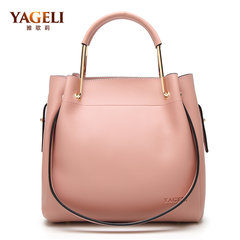 2017 new handbag bucket bag bag bag Korean tide simple all-match Laptop Messenger Bag with large capacity Light pink tuba