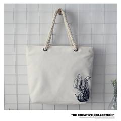 2017 new white canvas bag and printing small fresh literary Handbag Shoulder Bag student bag cross Flower