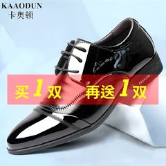 2017 new men's dress shoes casual shoes all-match tide male summer breathable Black Patent Leather Men's business Add a shopping cart to the insole