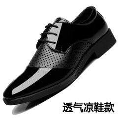 The summer youth men's black leather shoes, men's business casual shoes casual shoes breathable shoes dress British pointed Sandals