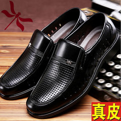 Spring summer New Mens Casual leather shoes shoes set foot round middle-aged lazy dad shoes breathable shoes Hollowed sandals