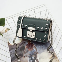 Korean color rivet small bag 2017 summer new handbag all-match Single Shoulder Bag Mini chain small bag Green and white