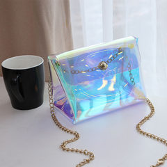 Transparent bag 2017 new female tide Xiang Ming jelly bag, Korean version laser small package, single shoulder oblique shoulder chain bag Colorful chain version