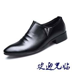 Mens business suits leather breathable shoes lazy pedal Korean pointy shoes all-match stylist shoes Factory direct sales worry free Gun black leather 559