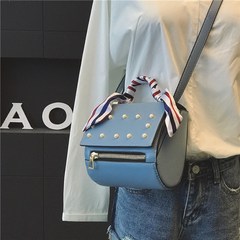 The 2017 New South Korean female bag handbag scarf Ulzzang satchel simple pearl rivet bag