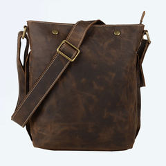 Crazy horse leather bag retro head layer cowhide simple casual bag shoulder bag messenger bag briefcase business