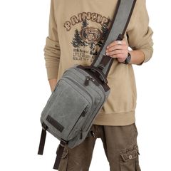 Korean tide bag, oblique cross bag, men's backpack canvas, portable leisure men's bag, single shoulder chest bag student sports bag