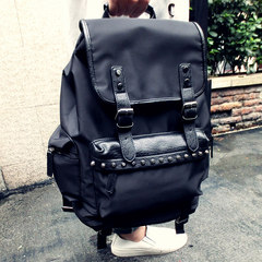 Street lovers Korean men's rivets, personalized backpack, nylon leisure bags, good quality, large capacity travel bag