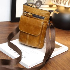 Multifunctional fashion pocket male leather small bag belt men wear large capacity mobile phone bag leather satchel