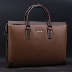15 inch computer leather bag handbag leather briefcase male business men hand bag genuine size