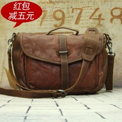 Business casual leather briefcase male Baotou crazy horse leather shoulder bag layer Vintage leisure Xiekua package tide