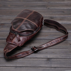 Retro male leather shoulder bag bag chest men sports leisure Korean satchel leather business travel bag