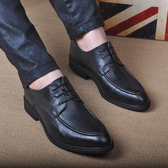 Summer business casual shoes men pointy black dress youth British retro shoes in Korean men's shoes. Brown + no increase