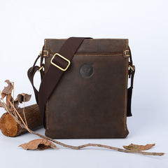 New Leather Bag Shoulder Messenger cable Baotou cowhide personality leisure Crazy Horse bag bag retro Kennedy