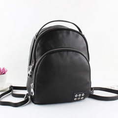 2017 New Leather Shoulder Bag Handbag Shoulder and head layer cowhide leather all-match Korean Mini Backpack Black leather