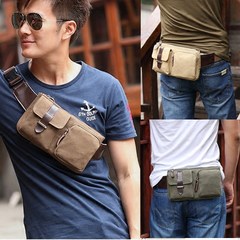 Men's Canvas Shoulder Bag, Korean style single shoulder, small bag, male bag, multifunctional, practical, wearable Mini chest bag, summer