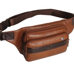 Jin Shanhu Leather Men's purse, multi-function chest, Baotou layer, leather waist bag, leisure business, mobile wallet