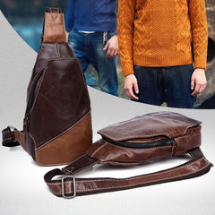 Baotou Cowhide Leather Mens anti-theft chest computer package IPAD MINI oil wax Shoulder Bag Messenger Bag