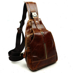 Korean men's fashion Nubuck Leather Leather Satchel Bag chest oil wax bag leather bag tide Xiekua package bag
