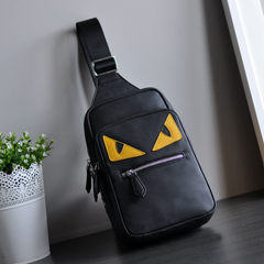 The small monster big eyes leather leather men chest pack all-match youth men's fashion bag with chest
