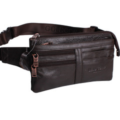 Men's Leather Satchel Bag Purse slim waist multifunction Multi Pocket small package
