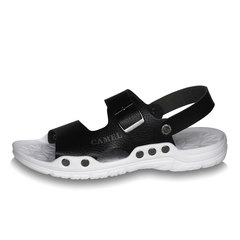 Camel sandals, men's light soft bottom beach shoes, 17 new summer outdoor breathable casual shoes, big size waterproof dual-purpose 663 black and white