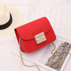 2017 new female bag chain Crossbody all-match Korean tide simple solid Mini crocodile embossed tide package Red litchi lines