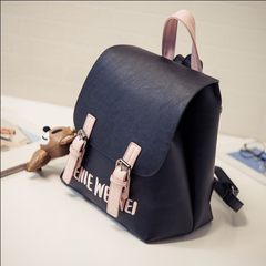 The Korean version of 2017 new handbag shoulder bag tide small fresh female college students leisure wind Bag Backpack Travel Bag Upgrade black trumpet for Little Bear Pendant