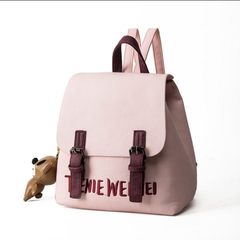 The Korean version of 2017 new handbag shoulder bag tide small fresh female college students leisure wind Bag Backpack Travel Bag Upgrade Pink Trumpet to Bear Pendant
