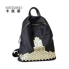 2017 new Oxford cloth bag bag Korean PU rivet fashion leisure bag, nylon bag Six corner retro silver leather