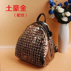 Diamond snake backpack backpack bag with drill rivet female college Korean wind all-match 2017 commuter Backpack The snake tattoo nouveau riche tuhao gold