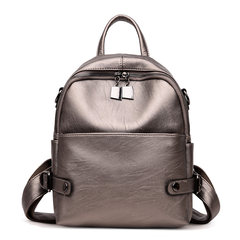 2017 new backpack bag, backpack fashion simple Korean soft wind all-match book bag student bag Bronze